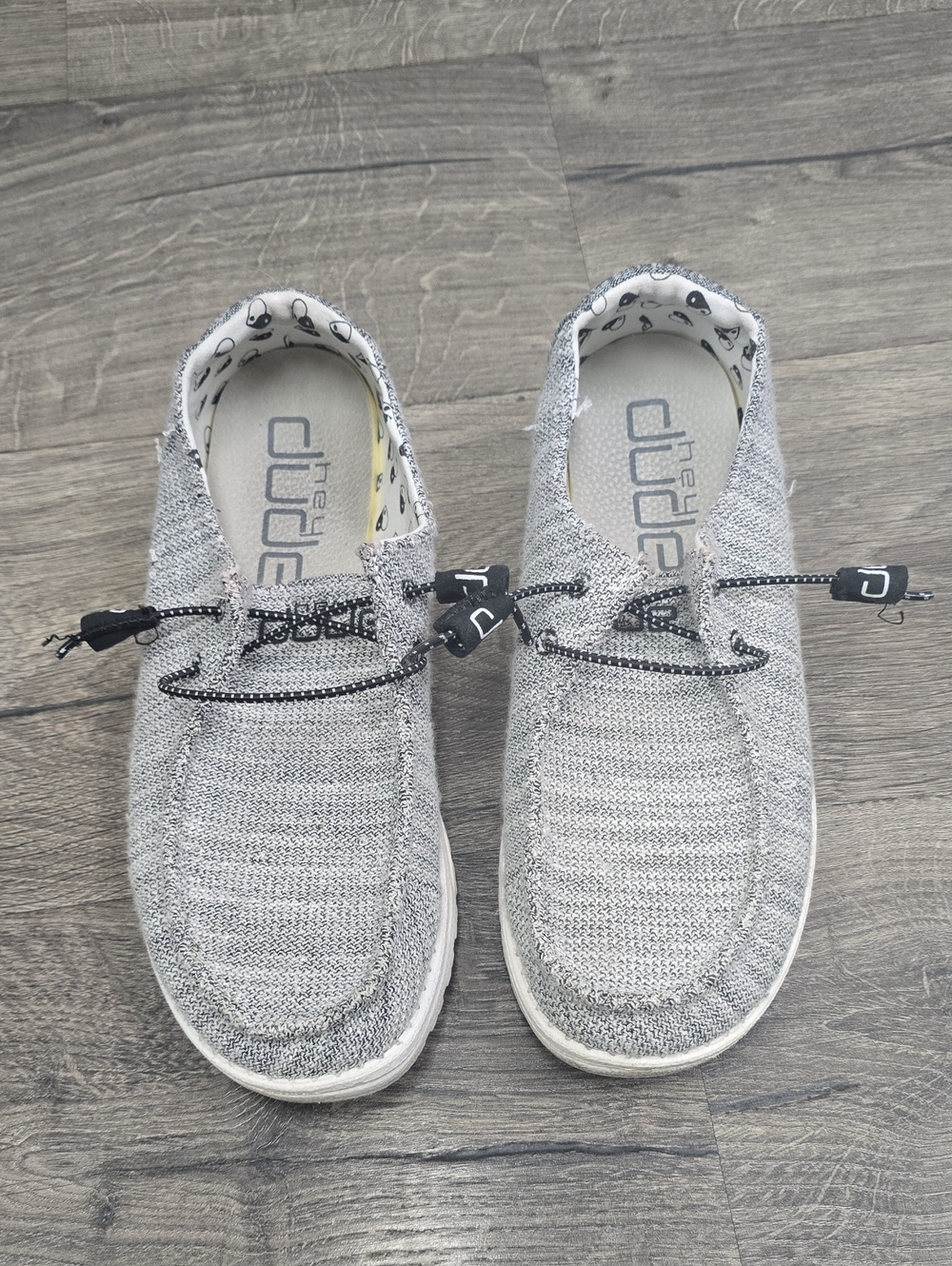 Hey Dude Women's Slip-On Loafers in Light Gray Knit